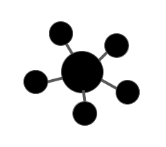 A black circle with white dots Description automatically generated