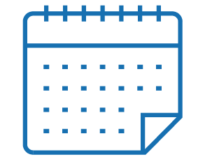 A blue and black calendar Description automatically generated