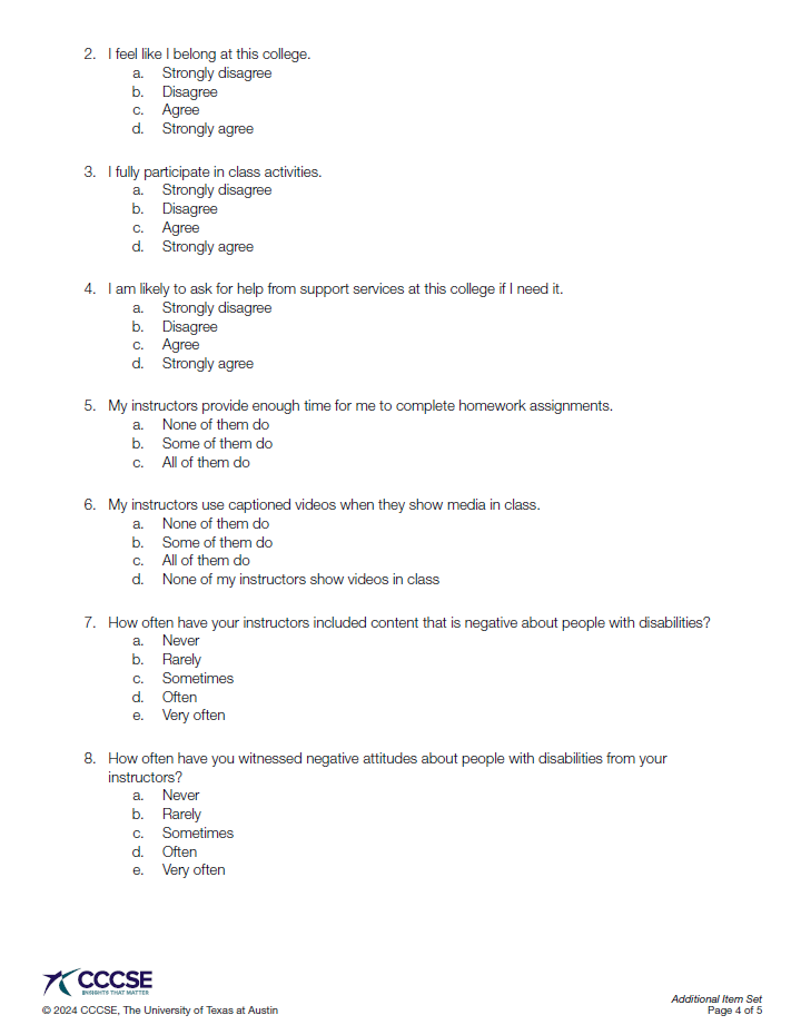 A questionnaire with many questions